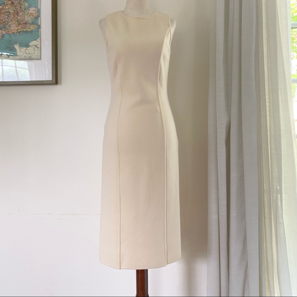 Wolford Wool Sleeveless Sheath Dress - Cream Womens Size 4